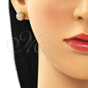 Oro Laminado Stud Earring, Gold Filled Style Ball Design, with White Micro Pave, Polished, Golden Finish, 02.342.0168