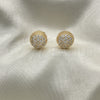 Oro Laminado Stud Earring, Gold Filled Style Ball Design, with White Micro Pave, Polished, Golden Finish, 02.342.0168