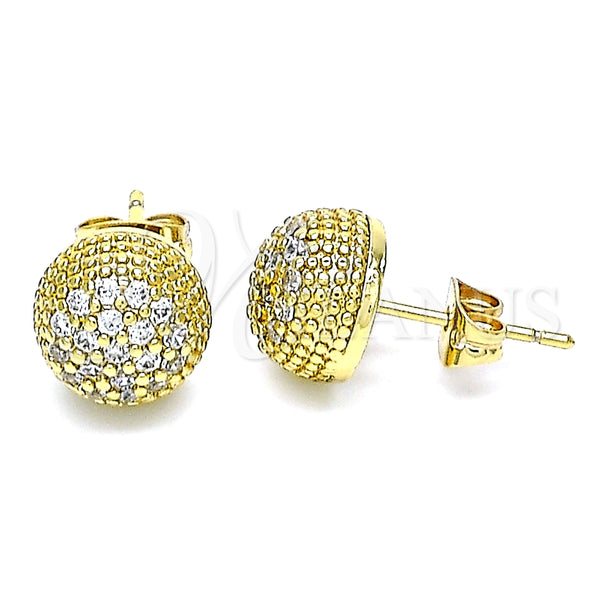 Gold Filled Ring — Stud Earring Ball Design with White Micro Pave — main product view — SKU 146134 | Oro Laminado anillo — Stud Earring Ball diseño with blanco Micro Pave — SKU 146134