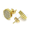 Oro Laminado Stud Earring, Gold Filled Style with White Micro Pave, Polished, Golden Finish, 02.342.0172