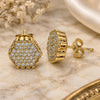 Oro Laminado Stud Earring, Gold Filled Style with White Micro Pave, Polished, Golden Finish, 02.342.0172