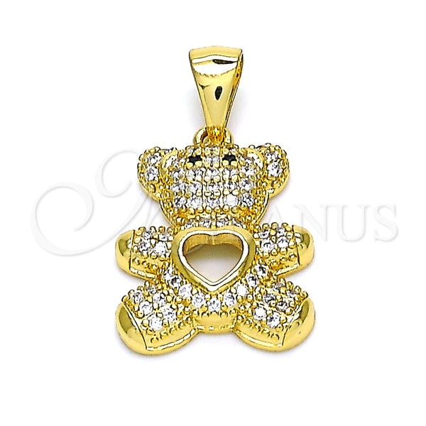 Gold Filled Pendant — Fancy Pendant Teddy Bear and Heart Design with — main product view — SKU 146141 | Oro Laminado dije — elegante Pendant Teddy Bear and corazón diseño with — SKU 146141