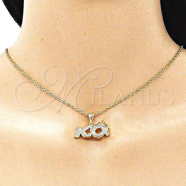 Gold Filled Pendant — Fancy Pendant with White Cubic Zirconia and White — alternate product view — SKU 146144 | Oro Laminado dije — elegante Pendant with blanco Cubic Zirconia and blanco — SKU 146144