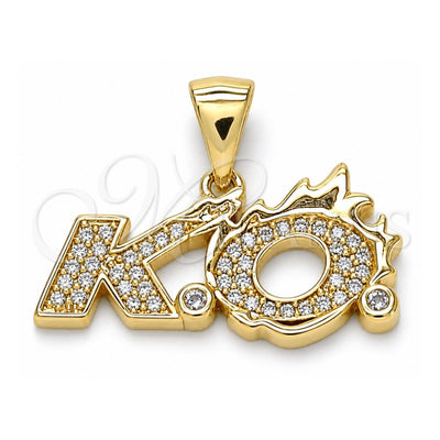 Oro Laminado Fancy Pendant, Gold Filled Style with White Cubic Zirconia and White Micro Pave, Polished, Golden Finish, 05.342.0035