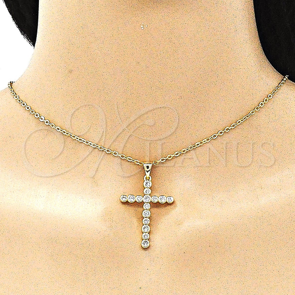 Gold Filled Pendant — Religious Pendant Cross Design with White Cubic Zirconia — alternate product view — SKU 146154 | Oro Laminado dije — Religious Pendant cruz diseño with blanco Cubic Zirconia — SKU 146154