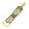 Oro Laminado Fancy Pendant, Gold Filled Style Evil Eye and Hand of God Design, with White Micro Pave, Polished, Golden Finish, 05.342.0045