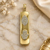 Oro Laminado Fancy Pendant, Gold Filled Style Judaica and Evil Eye Design, with White Micro Pave, Polished, Golden Finish, 05.342.0045