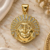 Oro Laminado Fancy Pendant, Gold Filled Style with White Micro Pave, Polished, Golden Finish, 05.342.0052