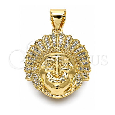 Oro Laminado Fancy Pendant, Gold Filled Style with White Micro Pave, Polished, Golden Finish, 05.342.0052