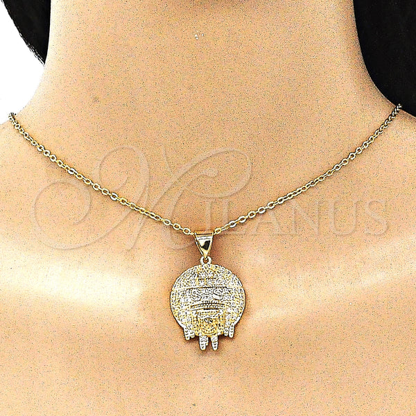 Gold Filled Pendant — Fancy Pendant Money Sign Design with White Micro — alternate product view — SKU 146164 | Oro Laminado dije — elegante Pendant Money Sign diseño with blanco Micro — SKU 146164