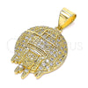 Oro Laminado Fancy Pendant, Gold Filled Style Money Sign Design, with White Micro Pave, Polished, Golden Finish, 05.342.0053
