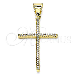 Gold Filled Pendant — Religious Pendant Cross Design with White Micro Pave — main product view — SKU 146167 | Oro Laminado dije — Religious Pendant cruz diseño with blanco Micro Pave — SKU 146167