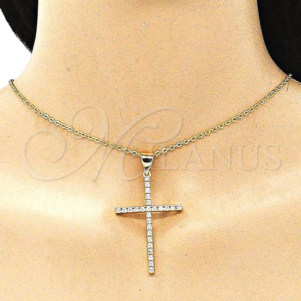 Gold Filled Pendant — Religious Pendant Cross Design with White Micro Pave — alternate product view — SKU 146168 | Oro Laminado dije — Religious Pendant cruz diseño with blanco Micro Pave — SKU 146168