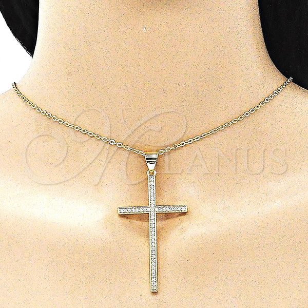 Gold Filled Pendant — Religious Pendant Cross Design with White Micro Pave — alternate product view — SKU 146169 | Oro Laminado dije — Religious Pendant cruz diseño with blanco Micro Pave — SKU 146169