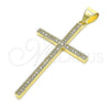 Oro Laminado Religious Pendant, Gold Filled Style Cross Design, with White Micro Pave, Polished, Golden Finish, 05.342.0058