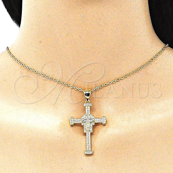 Gold Filled Pendant — Religious Pendant Cross Design with White Micro Pave — alternate product view — SKU 146171 | Oro Laminado dije — Religious Pendant cruz diseño with blanco Micro Pave — SKU 146171