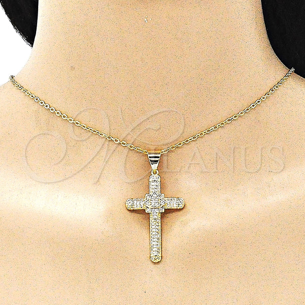 Gold Filled Pendant — Religious Pendant Cross Design with White Micro Pave — alternate product view — SKU 146175 | Oro Laminado dije — Religious Pendant cruz diseño with blanco Micro Pave — SKU 146175