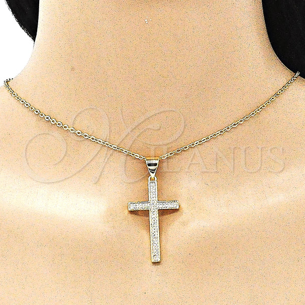 Gold Filled Pendant — Religious Pendant Cross Design with White Micro Pave — alternate product view — SKU 146176 | Oro Laminado dije — Religious Pendant cruz diseño with blanco Micro Pave — SKU 146176