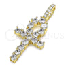 Oro Laminado Religious Pendant, Gold Filled Style Cross Design, with White Cubic Zirconia, Polished, Golden Finish, 05.342.0066