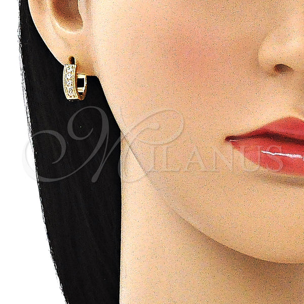 Gold Filled Hoop Earrings — Huggie Hoop with White Cubic Zirconia Polished 02. — alternate product view — SKU 146195 | Oro Laminado aretes de aro — Huggie Hoop with blanco Cubic Zirconia pulido 02. — SKU 146195