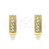 Oro Laminado Huggie Hoop, Gold Filled Style with White Cubic Zirconia, Polished, Golden Finish, 02.210.0635.15
