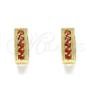 Oro Laminado Huggie Hoop, Gold Filled Style with Garnet Cubic Zirconia, Polished, Golden Finish, 02.210.0635.1.15