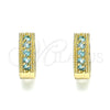 Oro Laminado Huggie Hoop, Gold Filled Style with Aqua Blue Cubic Zirconia, Polished, Golden Finish, 02.210.0635.2.15