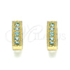 Oro Laminado Huggie Hoop, Gold Filled Style with Aqua Blue Cubic Zirconia, Polished, Golden Finish, 02.210.0635.2.15