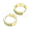 Oro Laminado Huggie Hoop, Gold Filled Style with Aqua Blue Cubic Zirconia, Polished, Golden Finish, 02.210.0635.2.15