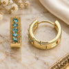 Oro Laminado Huggie Hoop, Gold Filled Style with Aqua Blue Cubic Zirconia, Polished, Golden Finish, 02.210.0635.2.15