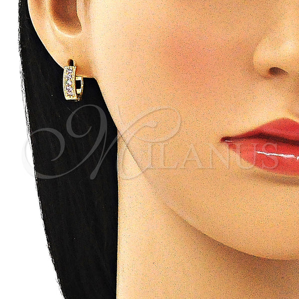 Gold Filled Hoop Earrings — Huggie Hoop with Amethyst Cubic Zirconia Polished 02. — alternate product view — SKU 146198 | Oro Laminado aretes de aro — Huggie Hoop with Amethyst Cubic Zirconia pulido 02. — SKU 146198