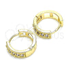 Oro Laminado Huggie Hoop, Gold Filled Style with Amethyst Cubic Zirconia, Polished, Golden Finish, 02.210.0635.3.15