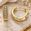 Oro Laminado Huggie Hoop, Gold Filled Style with Amethyst Cubic Zirconia, Polished, Golden Finish, 02.210.0635.3.15