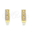 Oro Laminado Huggie Hoop, Gold Filled Style with Pink Cubic Zirconia, Polished, Golden Finish, 02.210.0635.4.15