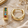 Oro Laminado Huggie Hoop, Gold Filled Style with Multicolor Cubic Zirconia, Polished, Golden Finish, 02.210.0635.5.15