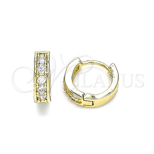 Gold Filled Hoop Earrings — Huggie Hoop with White Micro Pave Polished 02. — main product view — SKU 146201 | Oro Laminado aretes de aro — Huggie Hoop with blanco Micro Pave pulido 02. — SKU 146201