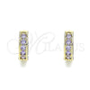 Oro Laminado Huggie Hoop, Gold Filled Style with Amethyst Micro Pave, Polished, Golden Finish, 02.210.0636.2.10
