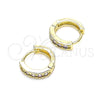 Oro Laminado Huggie Hoop, Gold Filled Style with Amethyst Micro Pave, Polished, Golden Finish, 02.210.0636.2.10