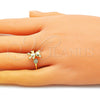 Oro Laminado Multi Stone Ring, Gold Filled Style Teddy Bear Design, with White Micro Pave, Polished, Golden Finish, 01.341.0063 (One size fits all)