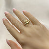 Oro Laminado Multi Stone Ring, Gold Filled Style Teddy Bear Design, with White Micro Pave, Polished, Golden Finish, 01.341.0063 (One size fits all)