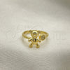 Oro Laminado Multi Stone Ring, Gold Filled Style Teddy Bear Design, with White Micro Pave, Polished, Golden Finish, 01.341.0063 (One size fits all)