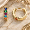 Oro Laminado Huggie Hoop, Gold Filled Style with Multicolor Micro Pave, Polished, Golden Finish, 02.210.0636.4.10