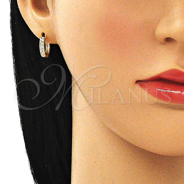Gold Filled Hoop Earrings — Huggie Hoop with White Cubic Zirconia Polished 02. — alternate product view — SKU 146220 | Oro Laminado aretes de aro — Huggie Hoop with blanco Cubic Zirconia pulido 02. — SKU 146220
