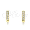 Oro Laminado Huggie Hoop, Gold Filled Style with White Cubic Zirconia, Polished, Golden Finish, 02.210.0637.12