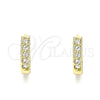Oro Laminado Huggie Hoop, Gold Filled Style with White Cubic Zirconia, Polished, Golden Finish, 02.210.0637.12