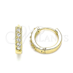 Gold Filled Hoop Earrings — Huggie Hoop with White Cubic Zirconia Polished 02. — main product view — SKU 146220 | Oro Laminado aretes de aro — Huggie Hoop with blanco Cubic Zirconia pulido 02. — SKU 146220