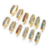 Oro Laminado Huggie Hoop, Gold Filled Style with Garnet Cubic Zirconia, Polished, Golden Finish, 02.210.0637.1.12
