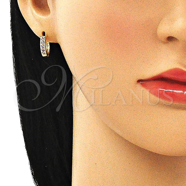 Gold Filled Hoop Earrings — Huggie Hoop with Amethyst Cubic Zirconia Polished 02. — alternate product view — SKU 146223 | Oro Laminado aretes de aro — Huggie Hoop with Amethyst Cubic Zirconia pulido 02. — SKU 146223