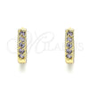 Oro Laminado Huggie Hoop, Gold Filled Style with Amethyst Cubic Zirconia, Polished, Golden Finish, 02.210.0637.3.12