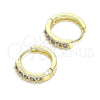 Oro Laminado Huggie Hoop, Gold Filled Style with Amethyst Cubic Zirconia, Polished, Golden Finish, 02.210.0637.3.12